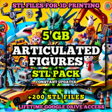 Articulated Figures STL Pack For 3D Printing: +200 STL Files of Articulated Models- 5GB Lifetime Google Drive Access