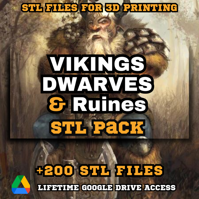 Vikings & Dwarves STL Pack For 3D Printing: +200 STL Files of Vikings - Lifetime Google Drive Access
