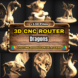 Dragons 3D CNC Router STL Pack: 130  STL Files of Dragon Models For 3D Cnc Router Machine - Lifetime Google Drive Access