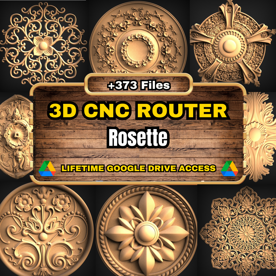 Rosette 3D CNC Router STL Pack: 373  STL Files of Flower And Roses Models For 3D Cnc Router Machine - Lifetime Google Drive Access