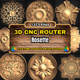 Rosette 3D CNC Router STL Pack: 373  STL Files of Flower And Roses Models For 3D Cnc Router Machine - Lifetime Google Drive Access