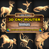 Animals 3D CNC Router STL Pack: +264 STL Files of Animals And Fishes Models For 3D Cnc Router Machine - Lifetime Google Drive Access