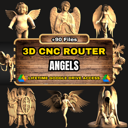 Angels 3D CNC Router STL Pack: +90  STL Files of Heavenly Creatures Models For 3D Cnc Router Machine - Lifetime Google Drive Access