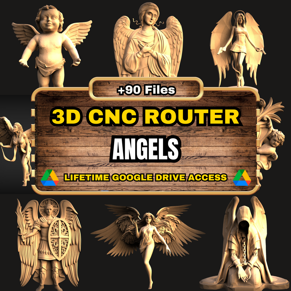 Angels 3D CNC Router STL Pack: +90  STL Files of Heavenly Creatures Models For 3D Cnc Router Machine - Lifetime Google Drive Access
