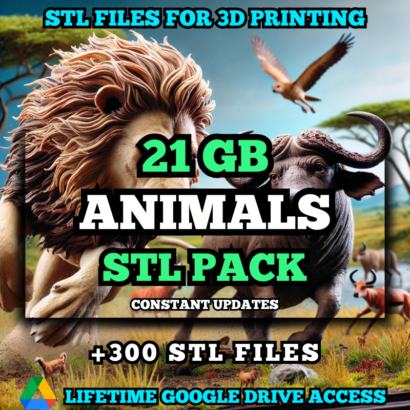 Animals STL Pack For 3D Printing: +100 STL Files of Animals - 21GB Lifetime Google Drive Access