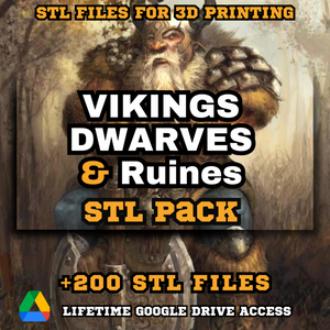 Vikings & Dwarves STL Pack For 3D Printing: +200 STL Files of Vikings - Lifetime Google Drive Access