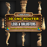 Legs & Balusters 3D CNC Router STL Pack: +400  STL Files of Table Legs And Baluster For 3D Cnc Router Machine - Lifetime Google Drive Access