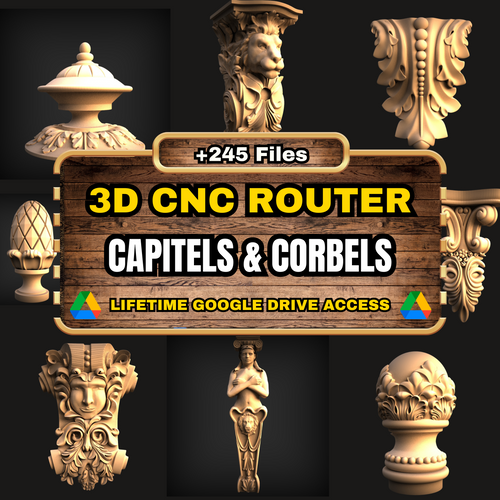 Capitels & Corbels 3D CNC Router STL Pack: +245  STL Files of Capitels And Corbels For 3D Cnc Router Machine - Lifetime Google Drive Access