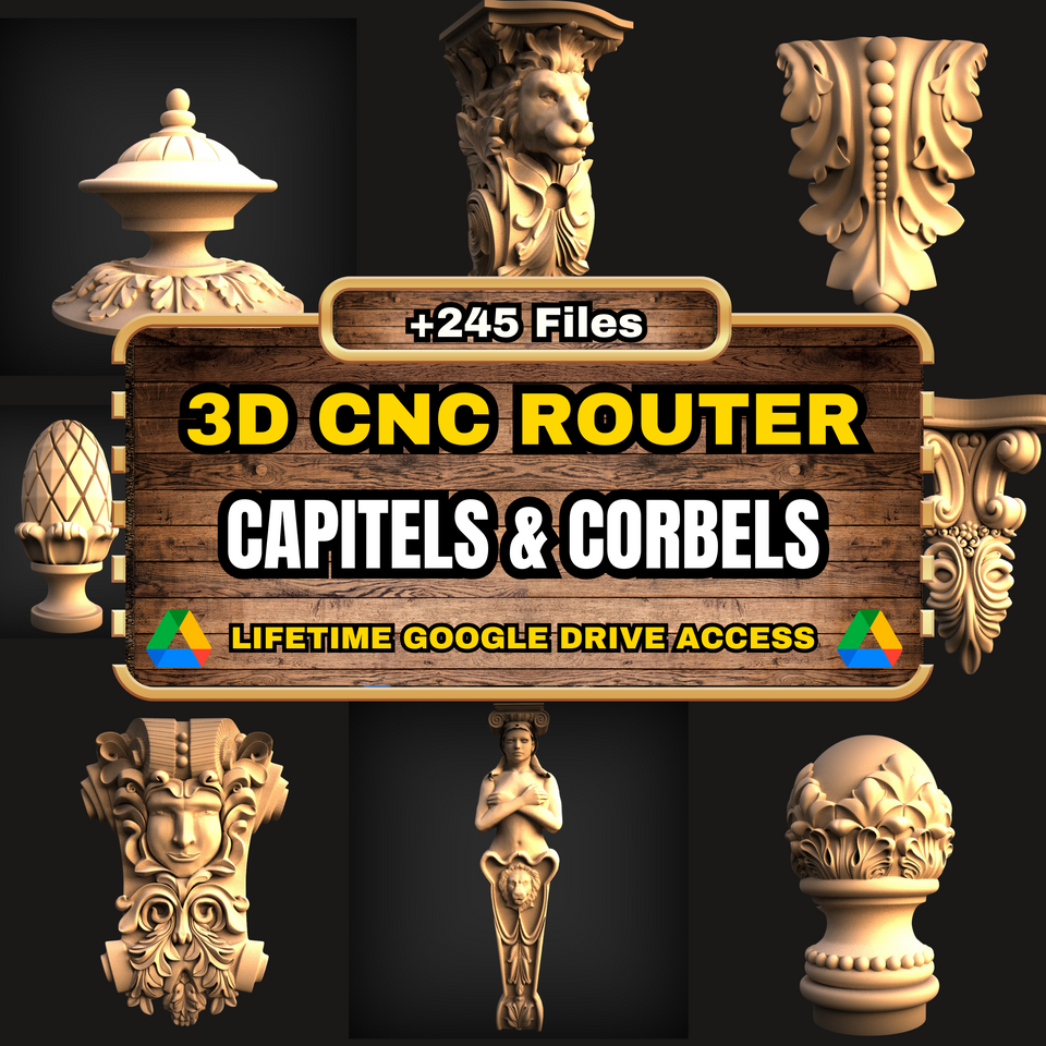 Capitels & Corbels 3D CNC Router STL Pack: +245  STL Files of Capitels And Corbels For 3D Cnc Router Machine - Lifetime Google Drive Access