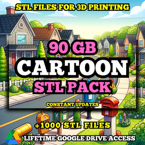 Cartoon STL Pack For 3D Printing: +1000 STL Files of Cartoons Characters- 90GB Lifetime Google Drive Access