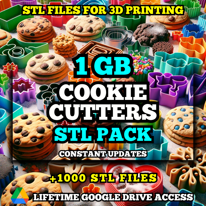 Cookie Cutters STL Pack For 3D Printing: +1000 STL Files of Cookie Cutters - 1GB Lifetime Google Drive Access