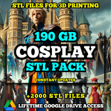 Cosplay STL Pack For 3D Printing: +2000 STL Files of Cosplay  - 190GB Lifetime Google Drive Access