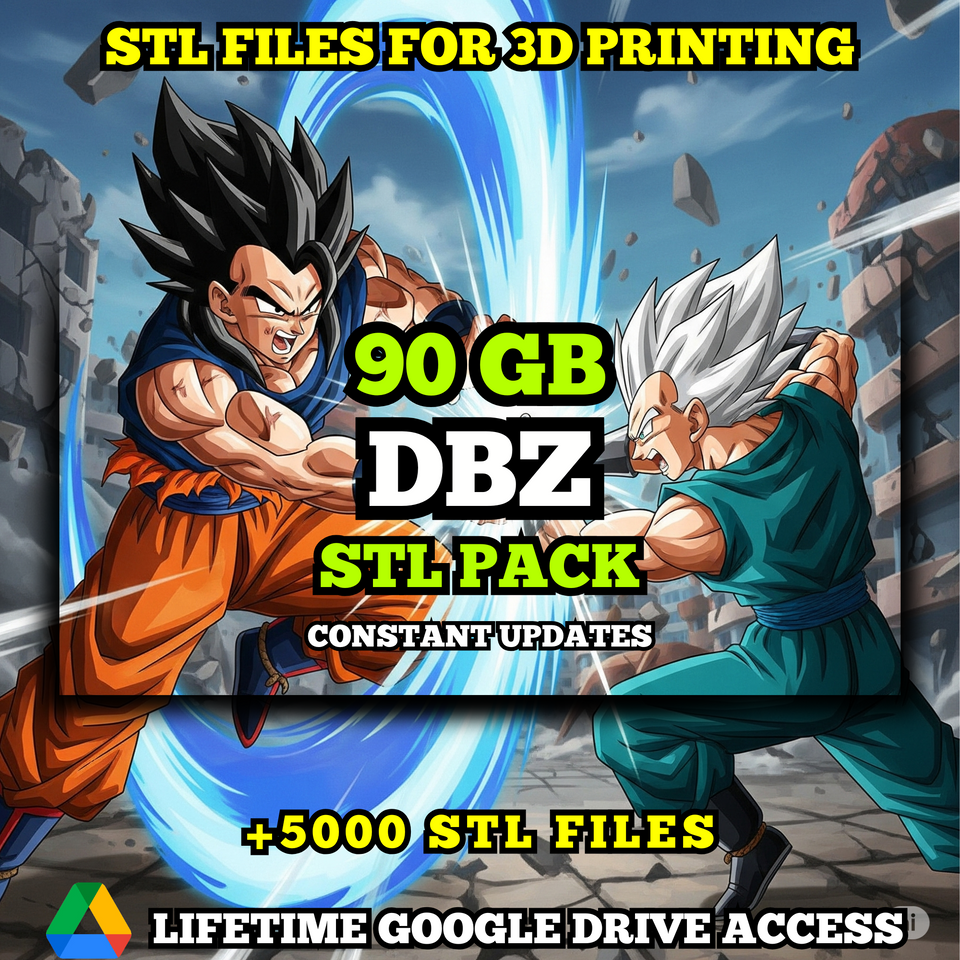 DBZ STL Pack For 3D Printing: +5000 STL Files of DBZ Characters- 90GB Lifetime Google Drive Access