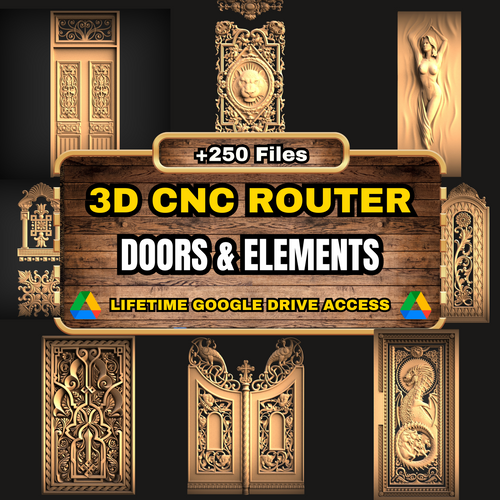 Doors & Elements 3D CNC Router STL Pack: +250  STL Files of Doors And Elements For 3D Cnc Router Machine - Lifetime Google Drive Access