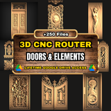 Doors & Elements 3D CNC Router STL Pack: +250  STL Files of Doors And Elements For 3D Cnc Router Machine - Lifetime Google Drive Access