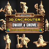 Dwarf & Gnome 3D CNC Router STL Pack: +80  STL Files of Dwarves And Gnomes Models For 3D Cnc Router Machine - Lifetime Google Drive Access