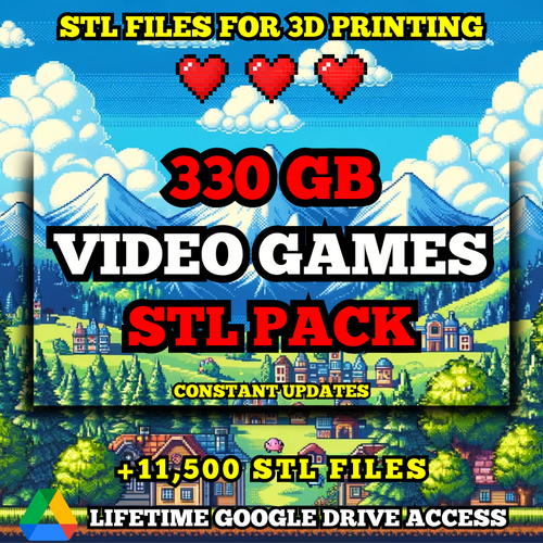 Video Games STL Pack For 3D Printing: +11,500 STL Files of Games - 330GB Lifetime Google Drive Access