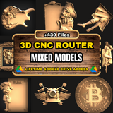 Mixed 3D CNC Router STL Pack: +430  STL Files of Mixed And Random Models For 3D Cnc Router Machine - Lifetime Google Drive Access