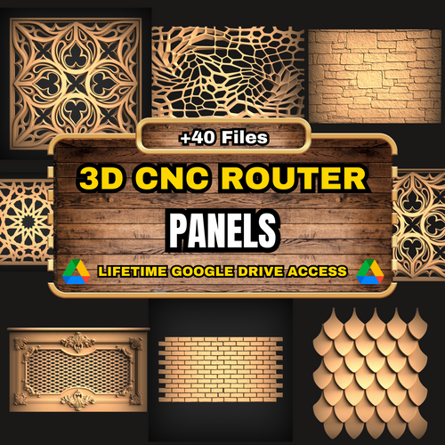 Panels 3D CNC Router STL Pack: +40  STL Files of Decorative Panels For 3D Cnc Router Machine - Lifetime Google Drive Access
