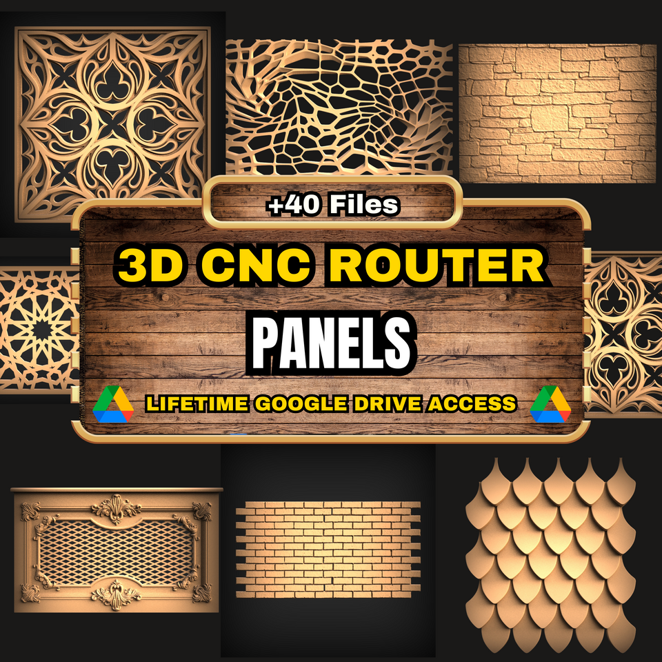 Panels 3D CNC Router STL Pack: +40  STL Files of Decorative Panels For 3D Cnc Router Machine - Lifetime Google Drive Access