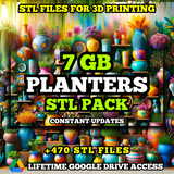 Planters STL Pack For 3D Printing: +470 STL Files of Planters And Pots - 7GB Lifetime Google Drive Access