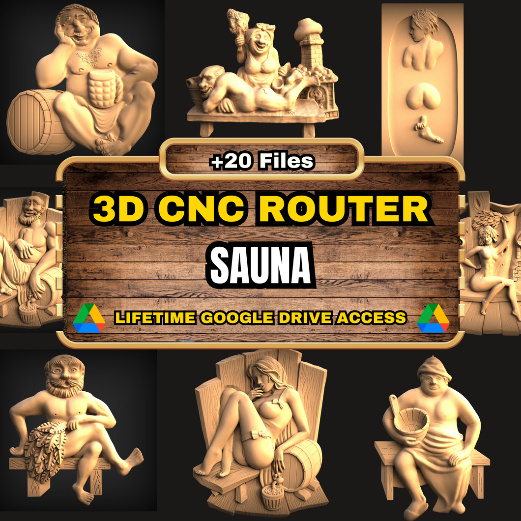 Sauna 3D CNC Router STL Pack: +20  STL Files of Hammam Sauna Spa Shower  Models For 3D Cnc Router Machine - Lifetime Google Drive Access