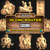 Sauna 3D CNC Router STL Pack: +20  STL Files of Hammam Sauna Spa Shower  Models For 3D Cnc Router Machine - Lifetime Google Drive Access