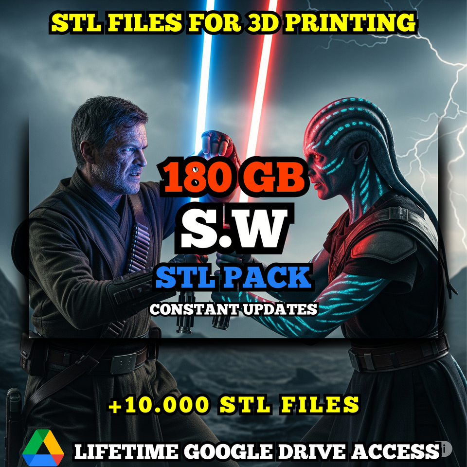 S.W STL Pack For 3D Printing: +10,000 STL Files of SW Characters- 180GB Lifetime Google Drive Access