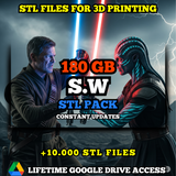 S.W STL Pack For 3D Printing: +10,000 STL Files of SW Characters- 180GB Lifetime Google Drive Access